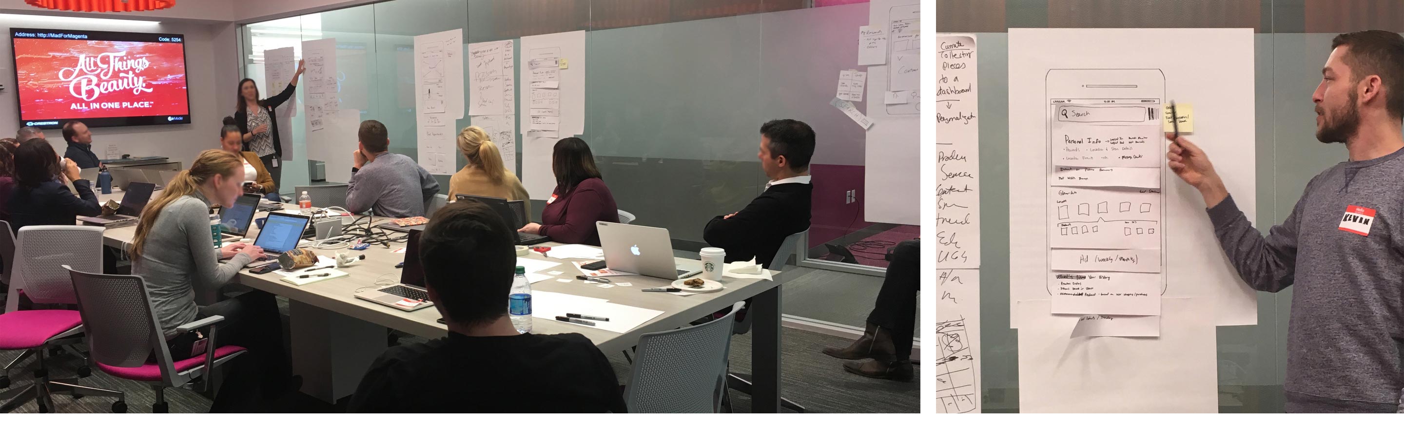 Brainstorming workshop in conference room