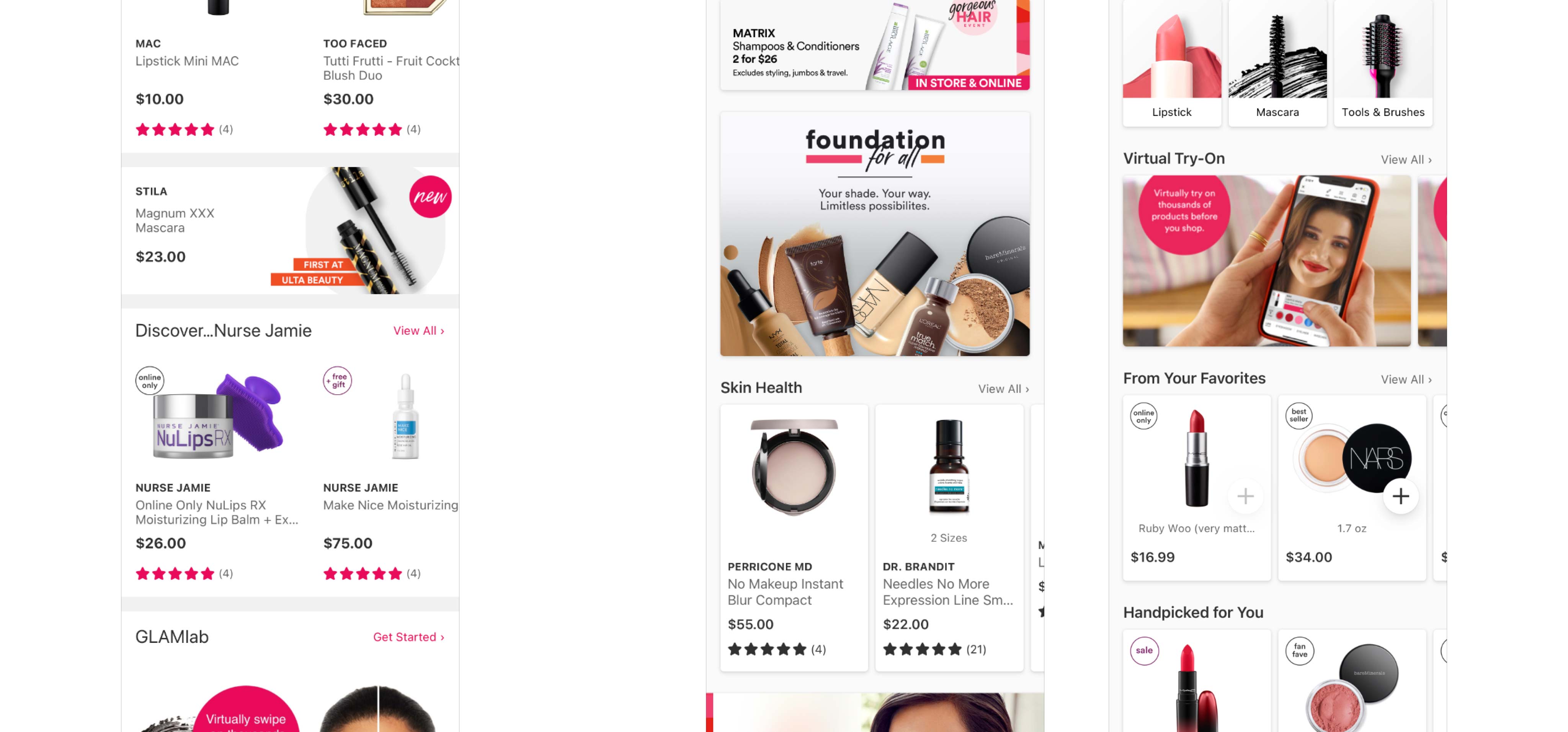 Before and after image of new and old app homepage
