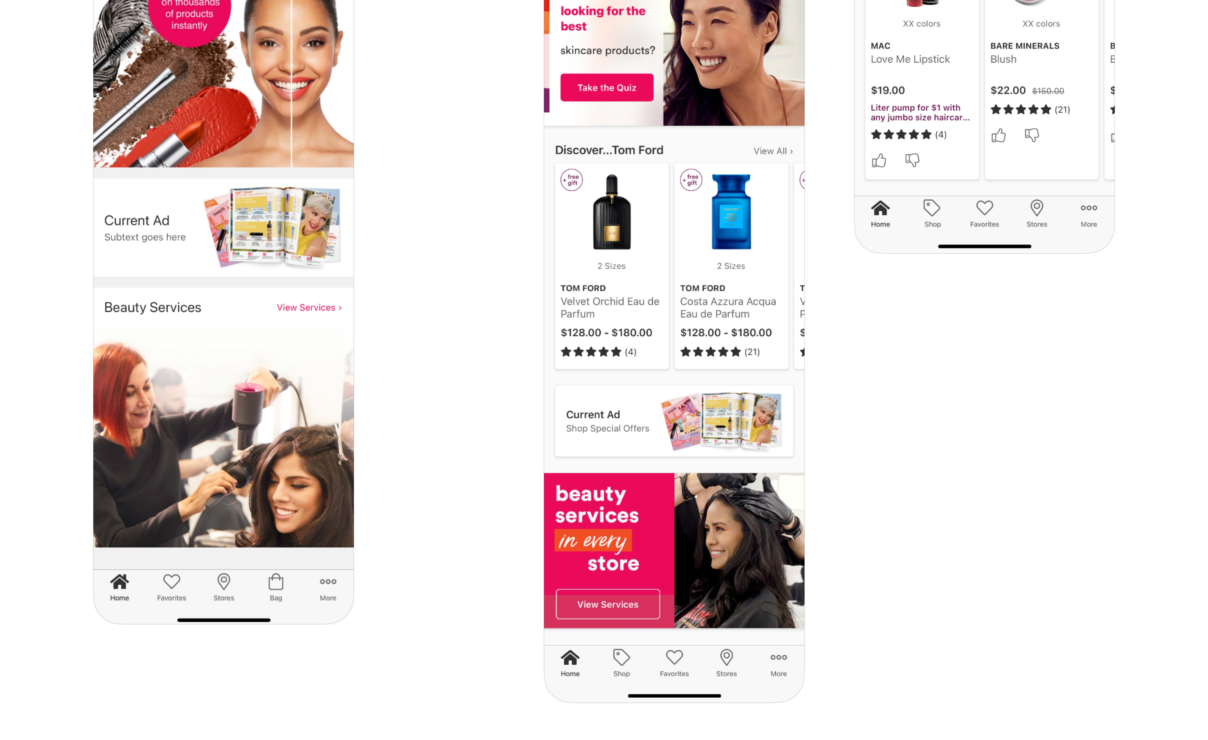 Before and after image of new and old app homepage