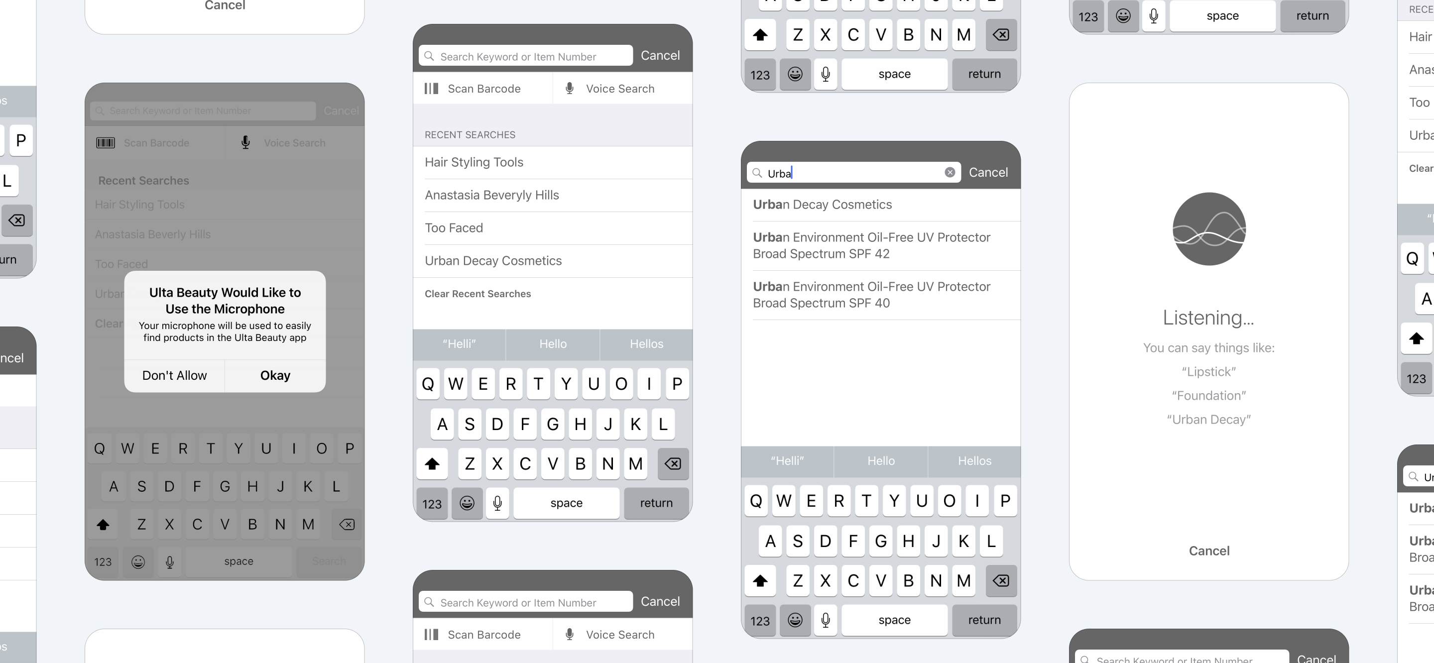 Mockups of proposed search interface